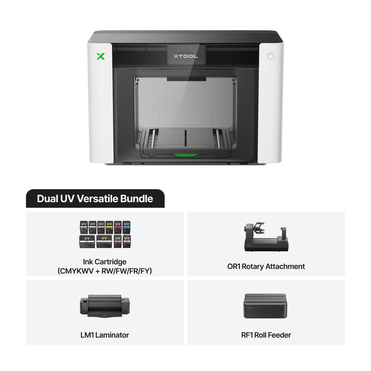 Piezas impresas a color con efectos especiales en una xTool O1 Omni