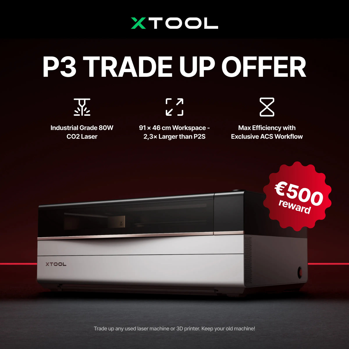 Materiales preparados junto a una xTool P3 para comprobar su composición antes del corte