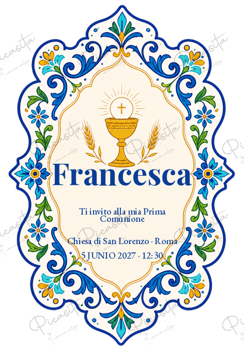 Invito alla Prima Comunione Talavera sacramental · Francesca