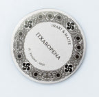 Basque Country wedding coins with Lauburu symbols and traditional flowers engraved in a matt finish.