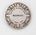 Andalusian wedding coin engraved with guitars, flamenco dancers and horseshoe motifs