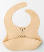 Silicone bib with a wide pocket