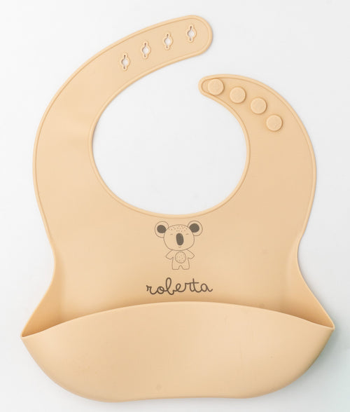 Silicone bib with a wide pocket