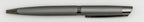 Grey metal pen with a smooth upper section and diagonal line barrel pattern.