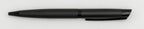 Black metal pen with a diagonal line pattern on the barrel and a clip.