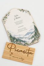 Invitación de boda personalizada en madera contrachapada, diseño 11