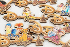 Close-up of Disney keys with integrated names and colourful characters