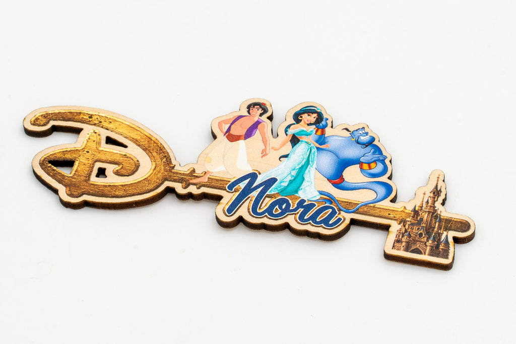 Personalised Disney key with a name and Aladdin characters