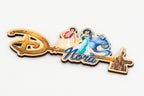 Close-up of a key with a personalised name and Aladdin design