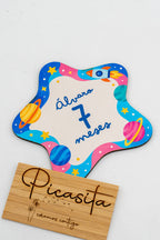 Personalised wooden baby milestone discs