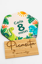 Personalised wooden baby milestone discs
