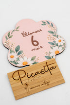 Personalised wooden baby milestone discs