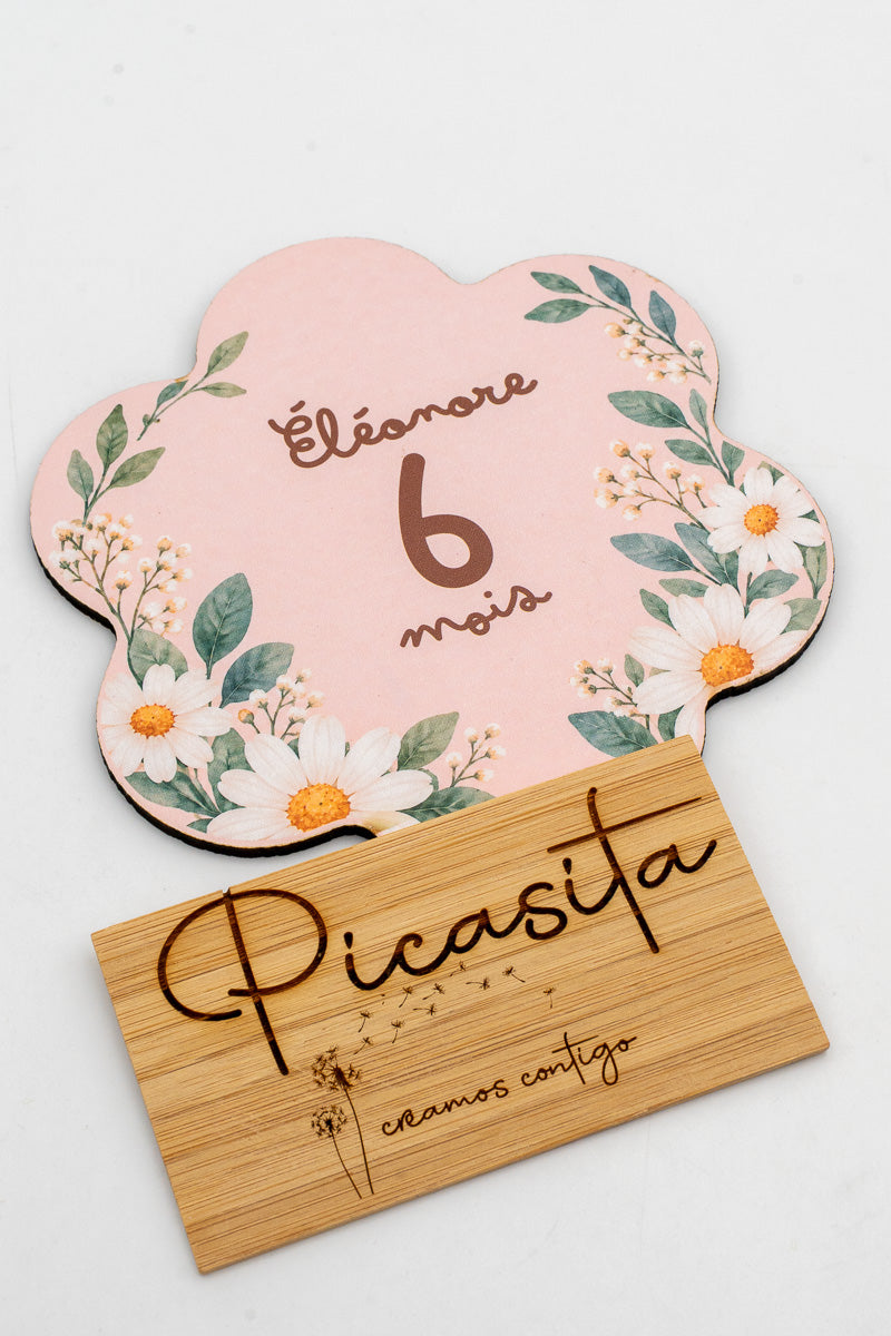 Personalised wooden baby milestone discs
