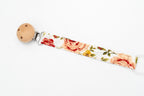 Fabric dummy clip with a vintage rose print and a round wooden clip