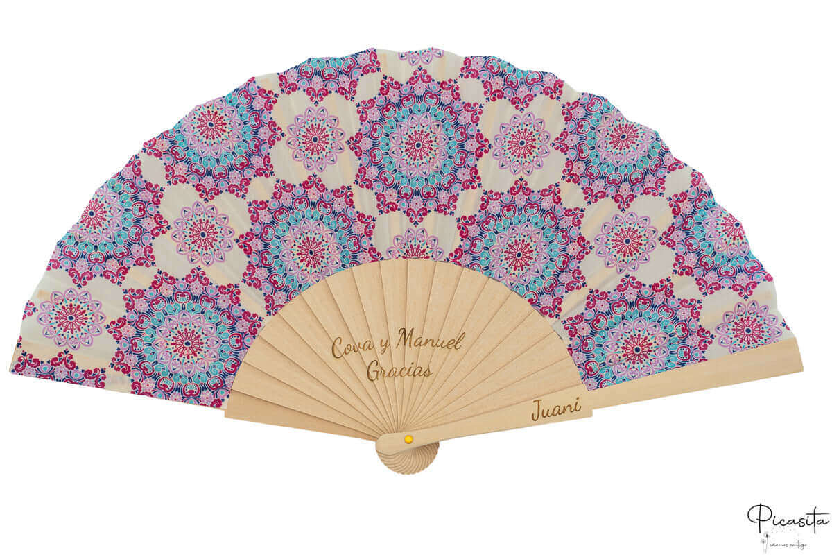 Abanicos de Madera y Tela Estampados Personalizados