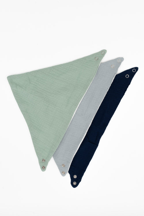 Baberos Muselina Verde-Gris-Negro