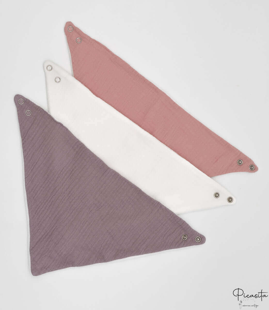 Baberos Muselina Rosa-Blanco-Salmon