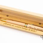 Pen with Wooden Case - Narrow Box White Pen