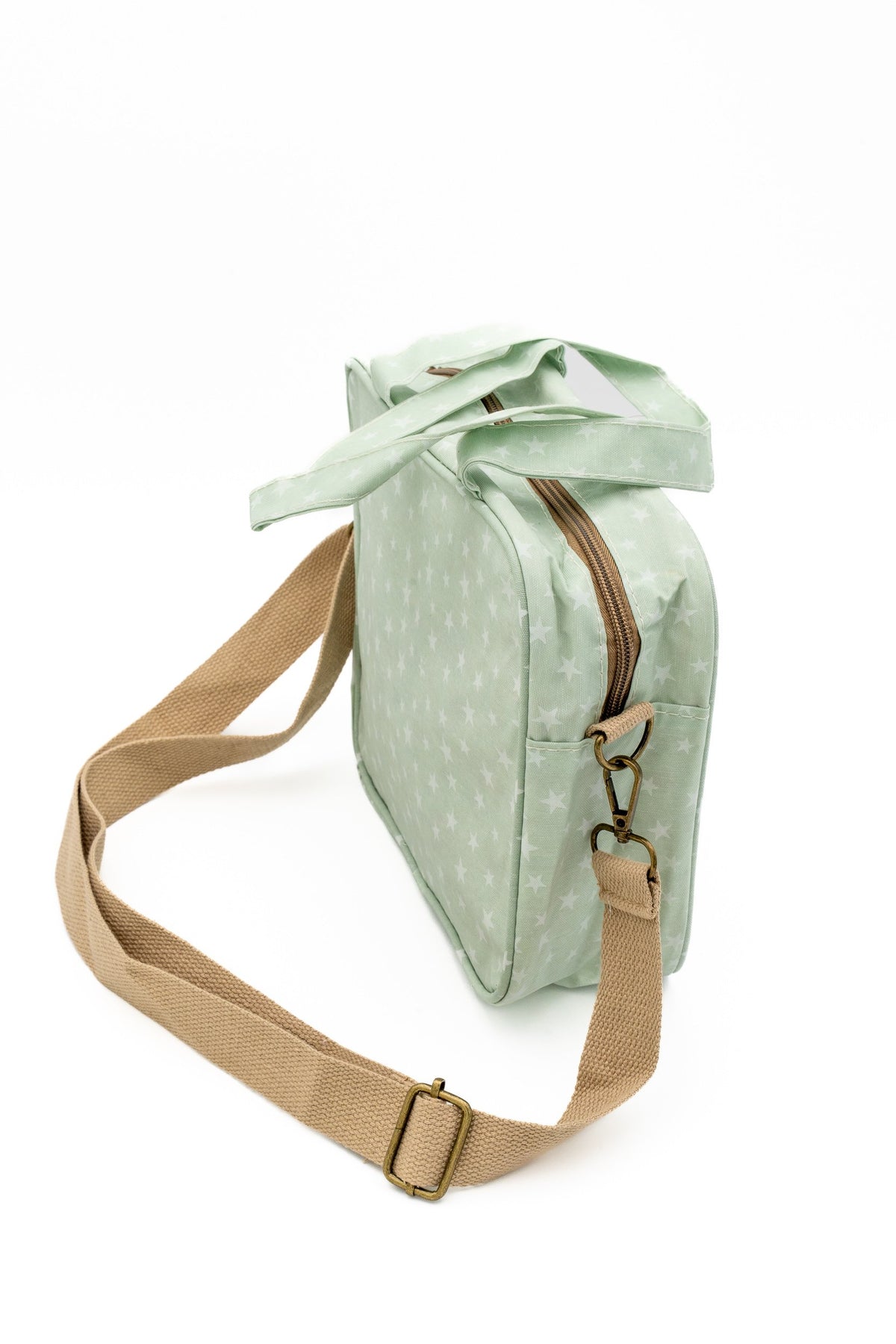 Green starry change bag with shoulder strap