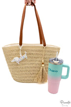 Bolso de Playa con Cremallera Marron Borlas