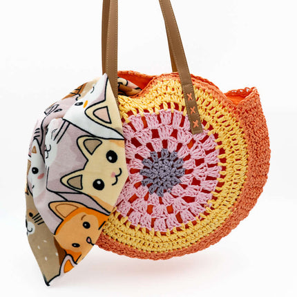 Bolso de Playa de Paja Redondo