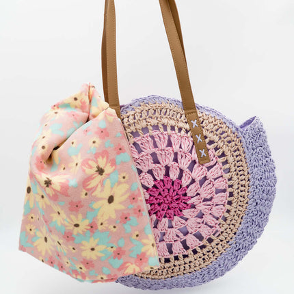 Bolso de Playa de Paja Redondo