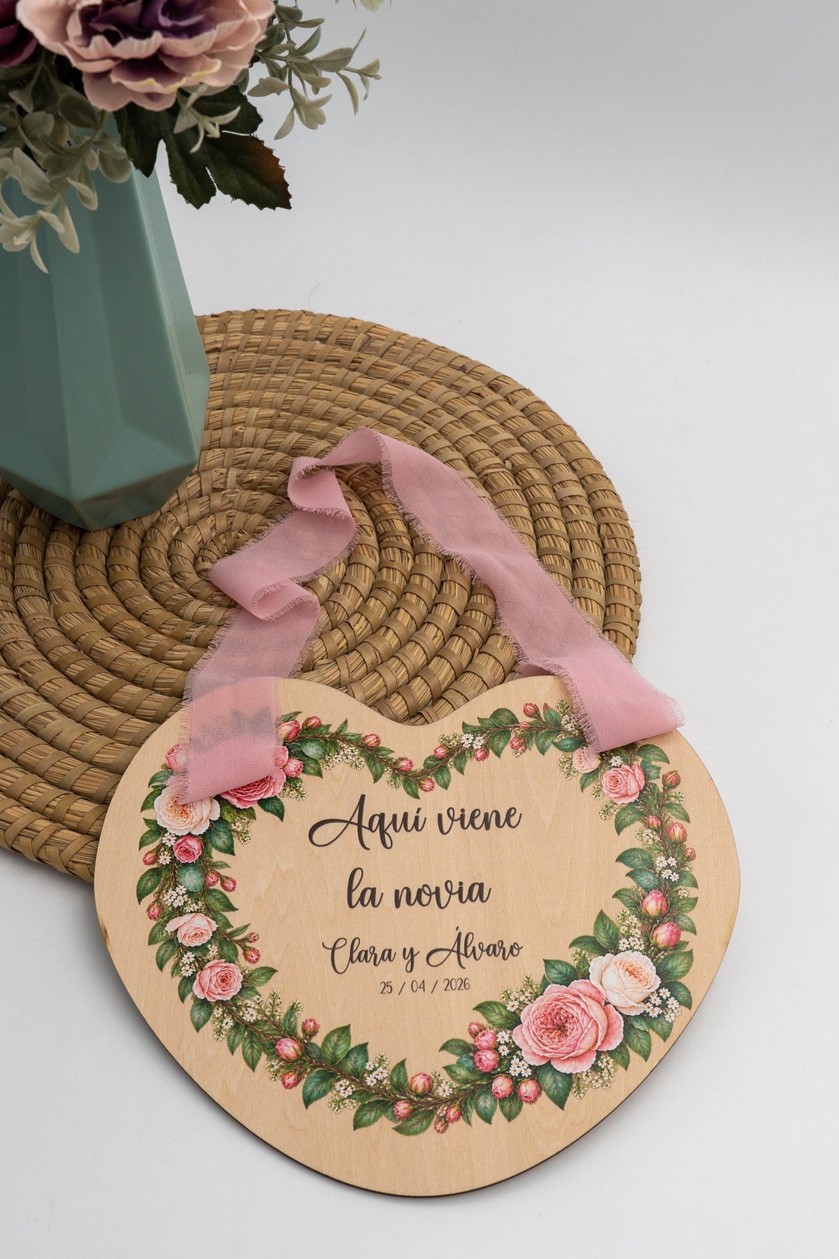 Personalised Here Comes the Bride Wooden Sign