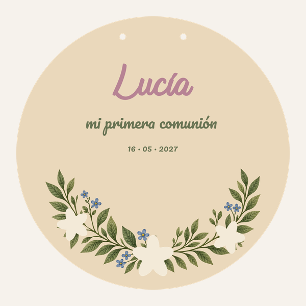 Preview of the 28 cm round Communion sign · Ivory orange blossom