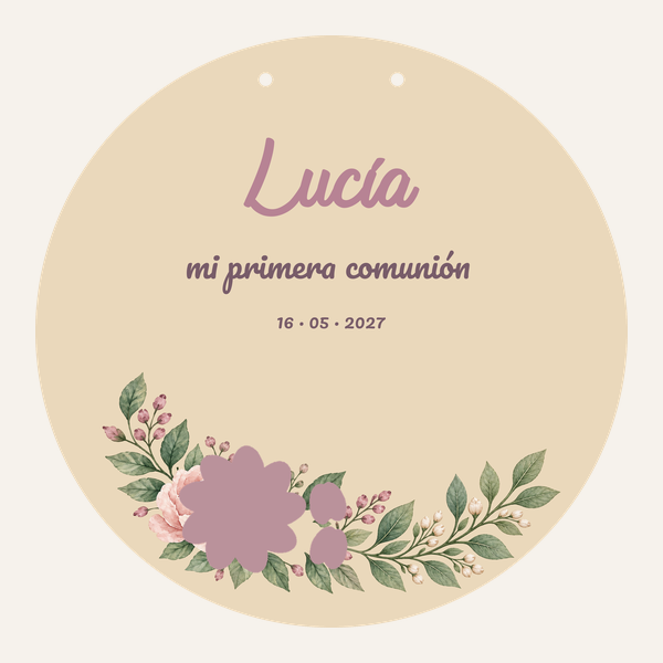 Preview of the 28 cm round Communion sign · Peony and sage