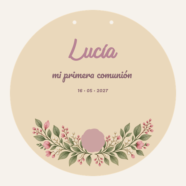 Preview of the 28 cm round Communion sign · Heirloom rose