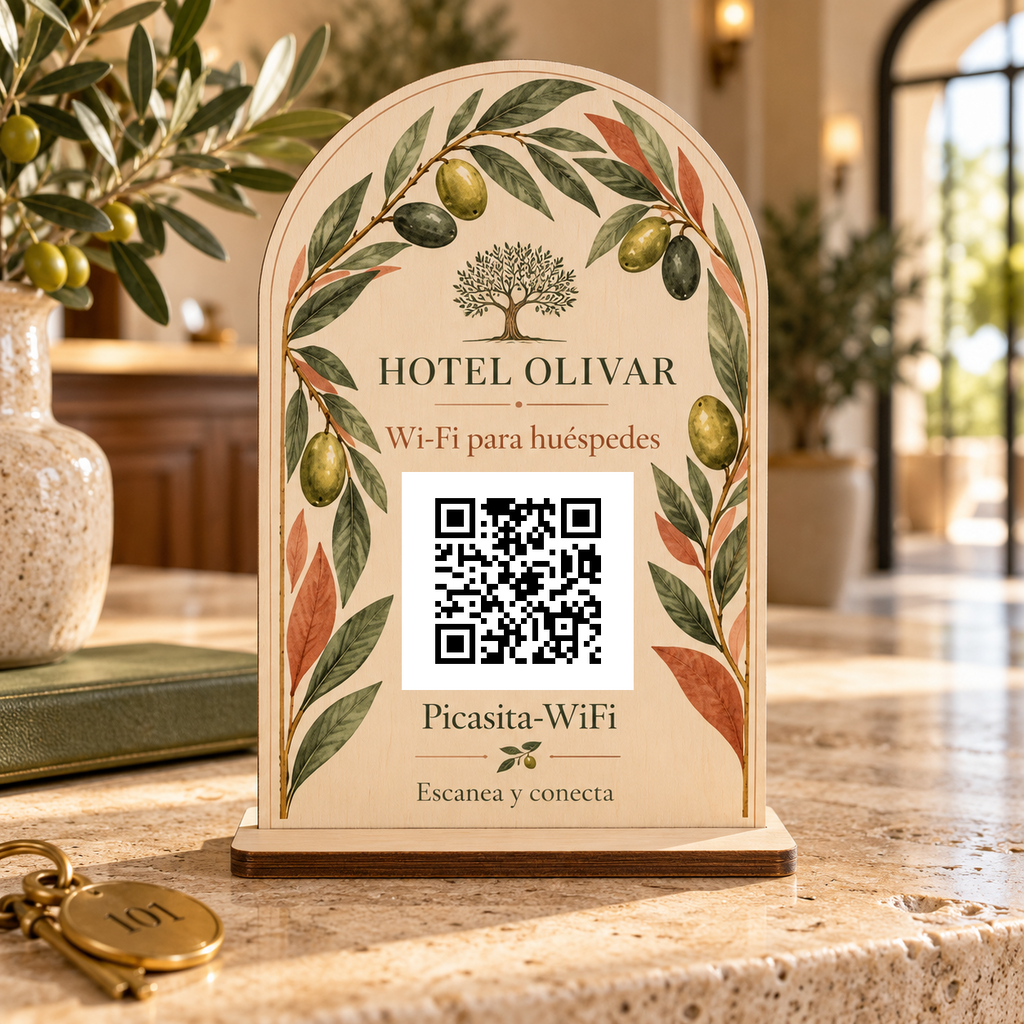 Simulated view of Botanical Wi-Fi QR sign · example 1