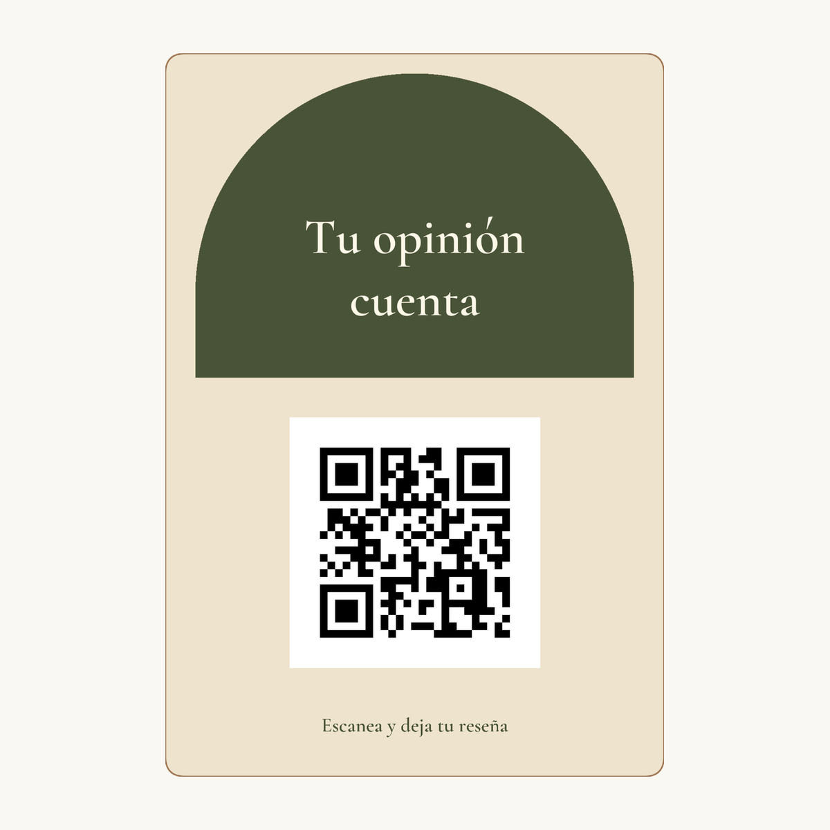 Simulated view of Personalised QR review sign · example 1
