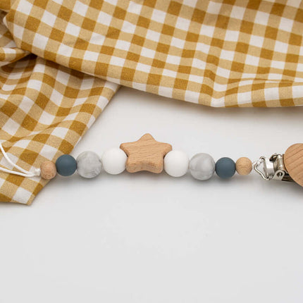 Chupetero Personalizado con Nombre de Madera y Silicona