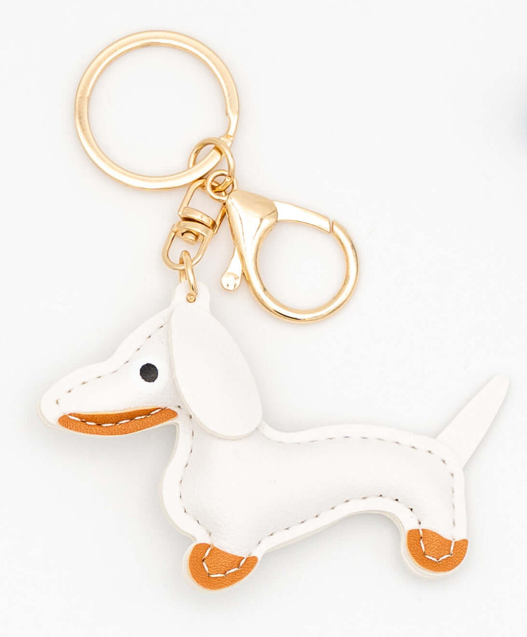 Colgantes para Bolsos de Cuero PU Perro Salchicha Blanco