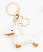 Colgantes para Bolsos de Cuero PU Perro Salchicha Blanco