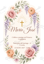 Invitación de Primera Comunión Rosetón botánico · Mario José