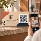 Simulated view of Personalised business QR plaque · in use