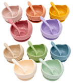 Silicone bowls with spoons in various colours