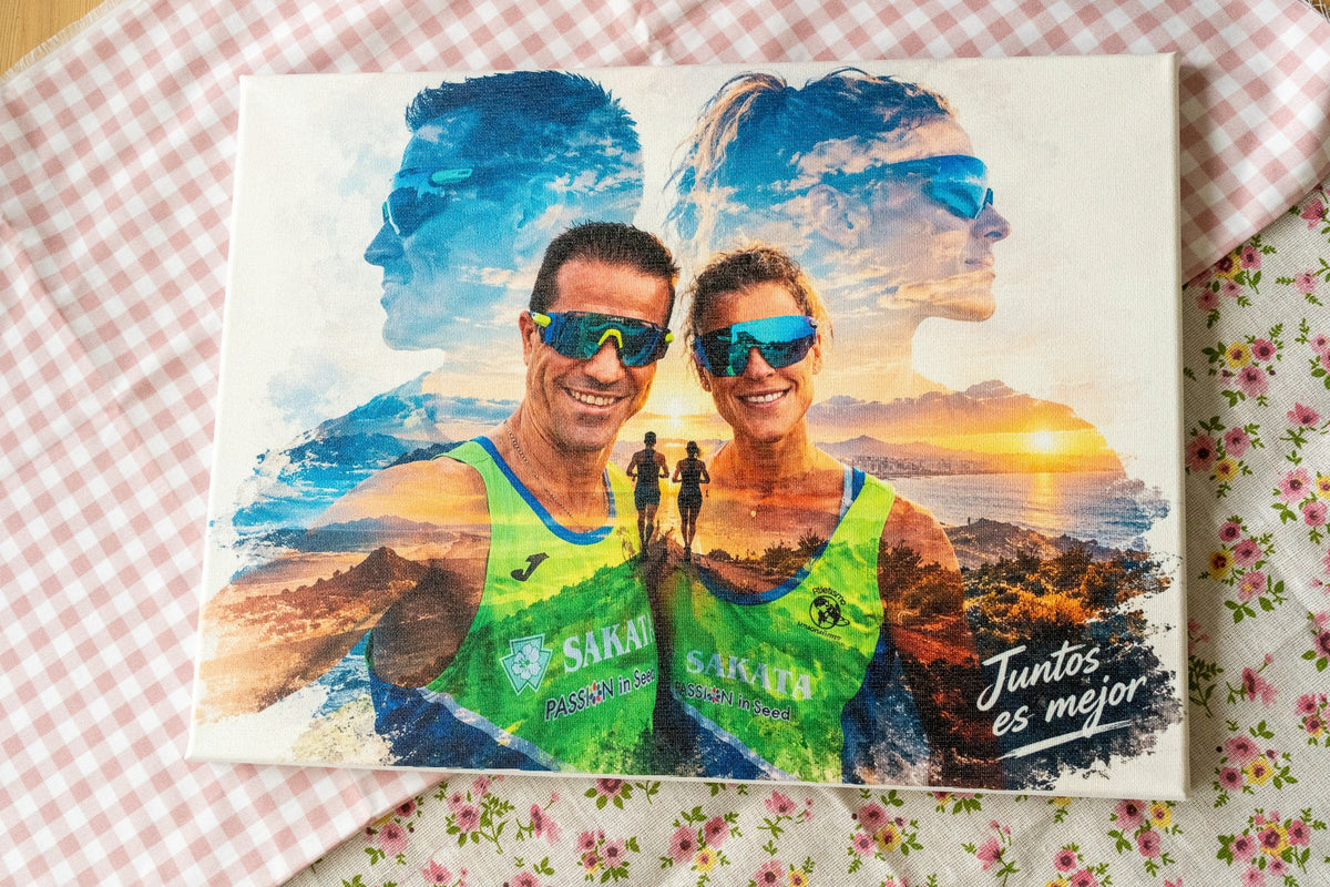 Photo printed on personalised canvas