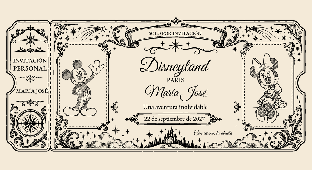 Digital preview of the personalised ticket: Vintage Classic · Disneyland Paris.