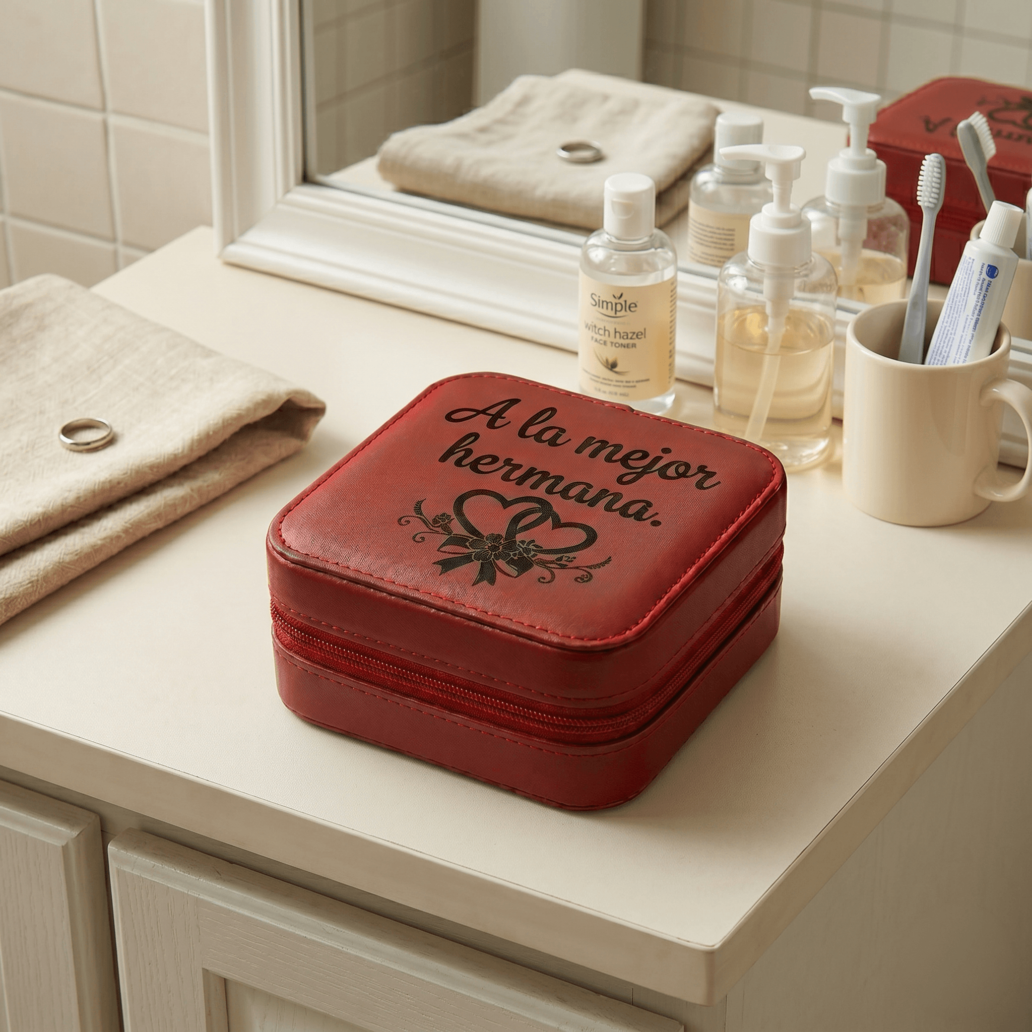 Personalized Synthetic Leather Travel Jewelry Box 🧳 – Picasita Personalized Synthetic Leather Travel Jewelry Box 🧳 – Picasita