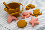 Kit de Cubos de Playa y Animales de silicona personalizados Mostaza Rosada
