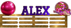 Personalised rhythmic gymnastics medal holder in colour with name and antique gold effect base