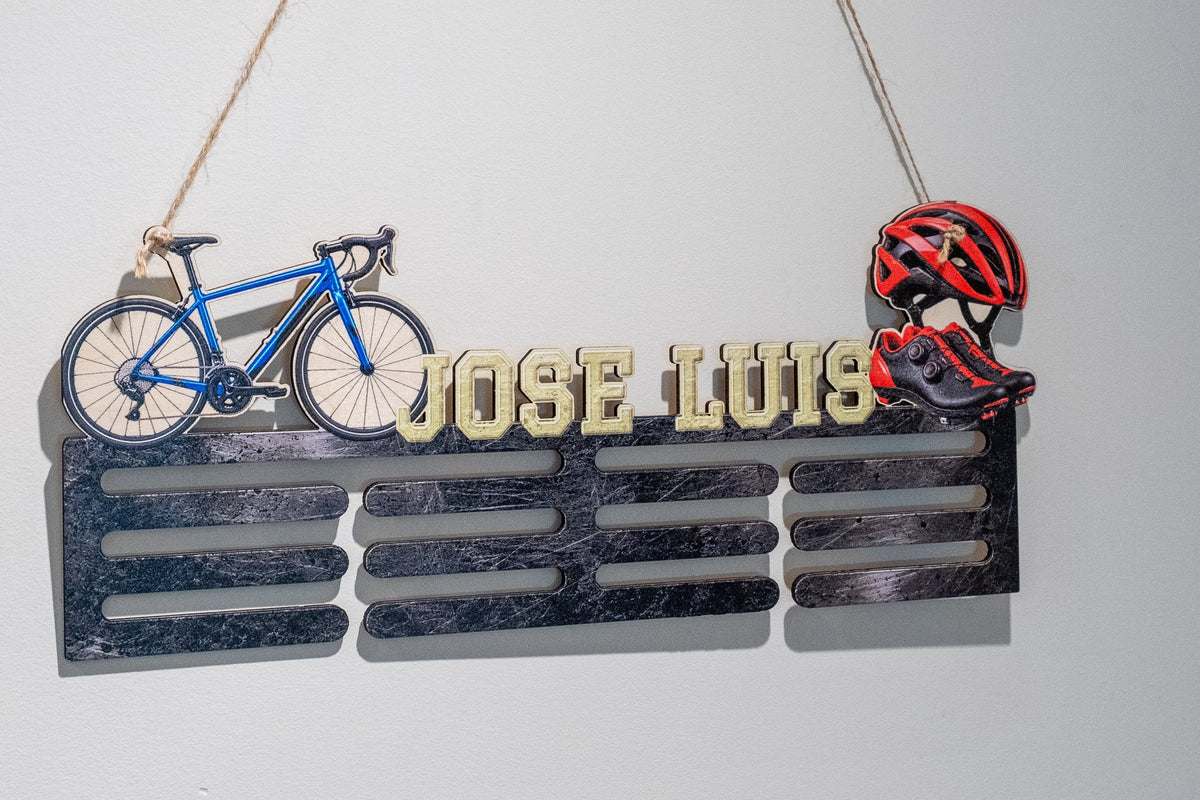 Wooden personalised medal holder in full colour