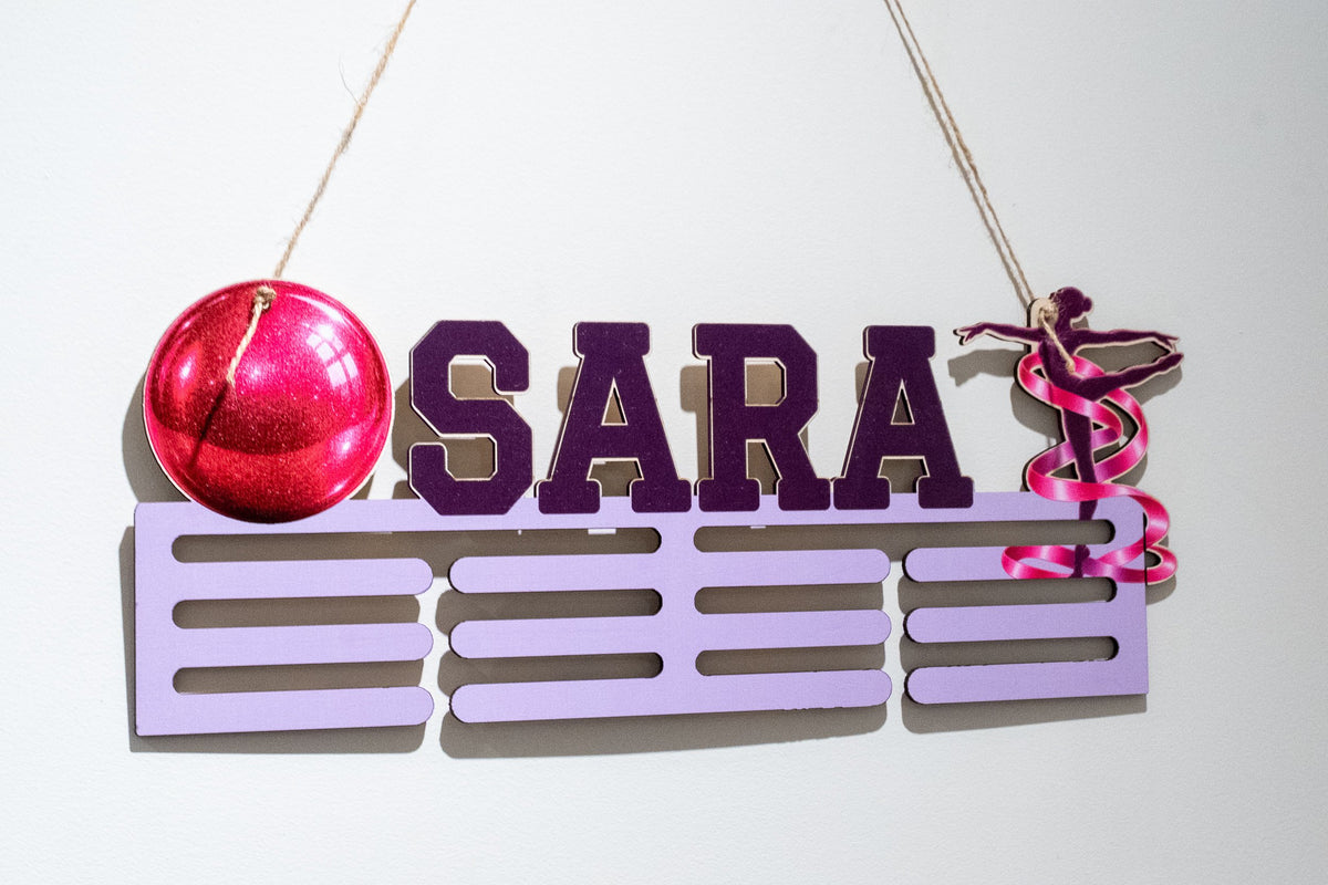 Wooden personalised medal holder in full colour
