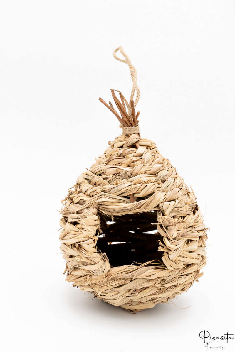Nido para Pájaros de Madera y Paja
