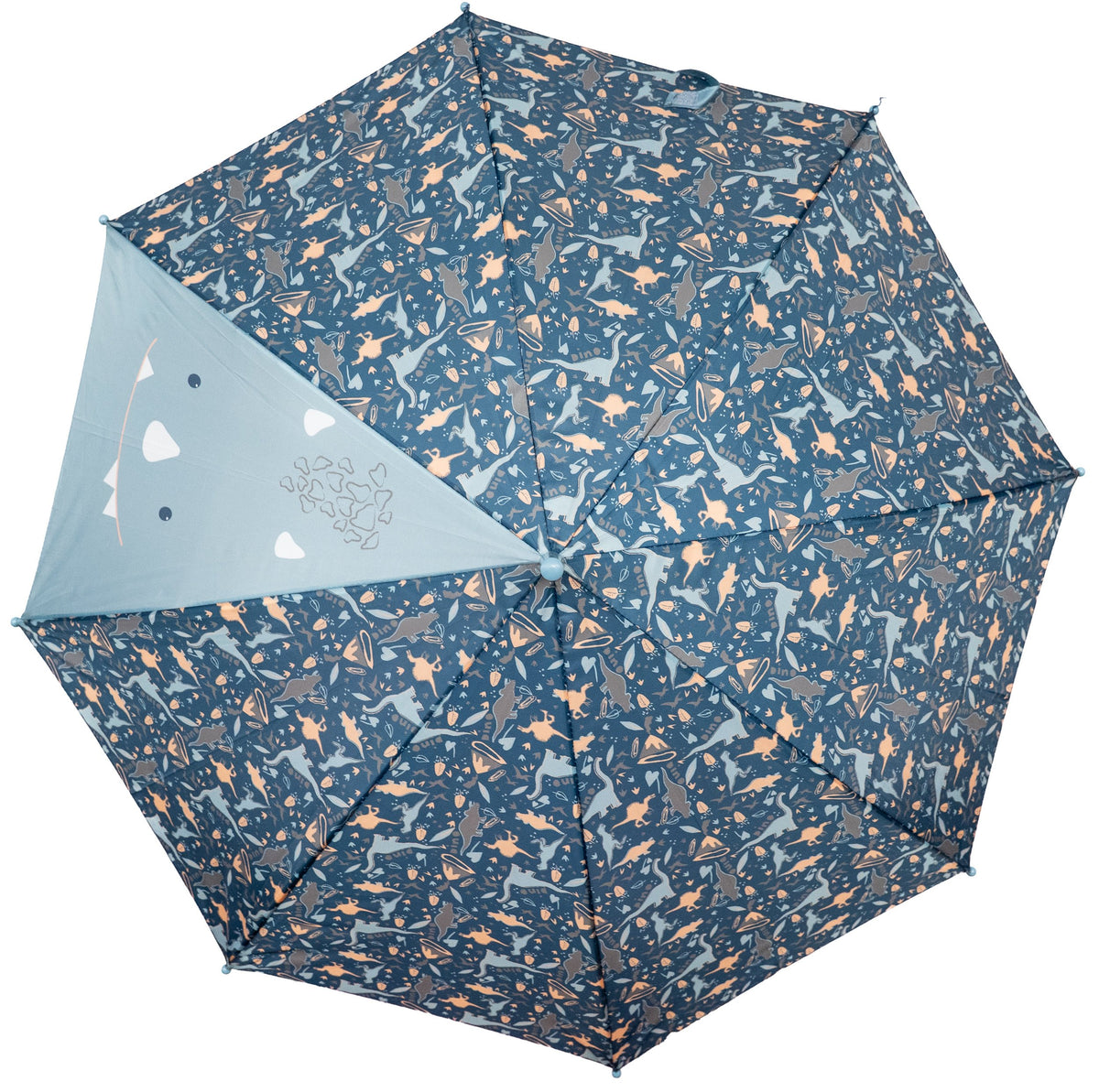 Open children's umbrella with a forest and little foxes print