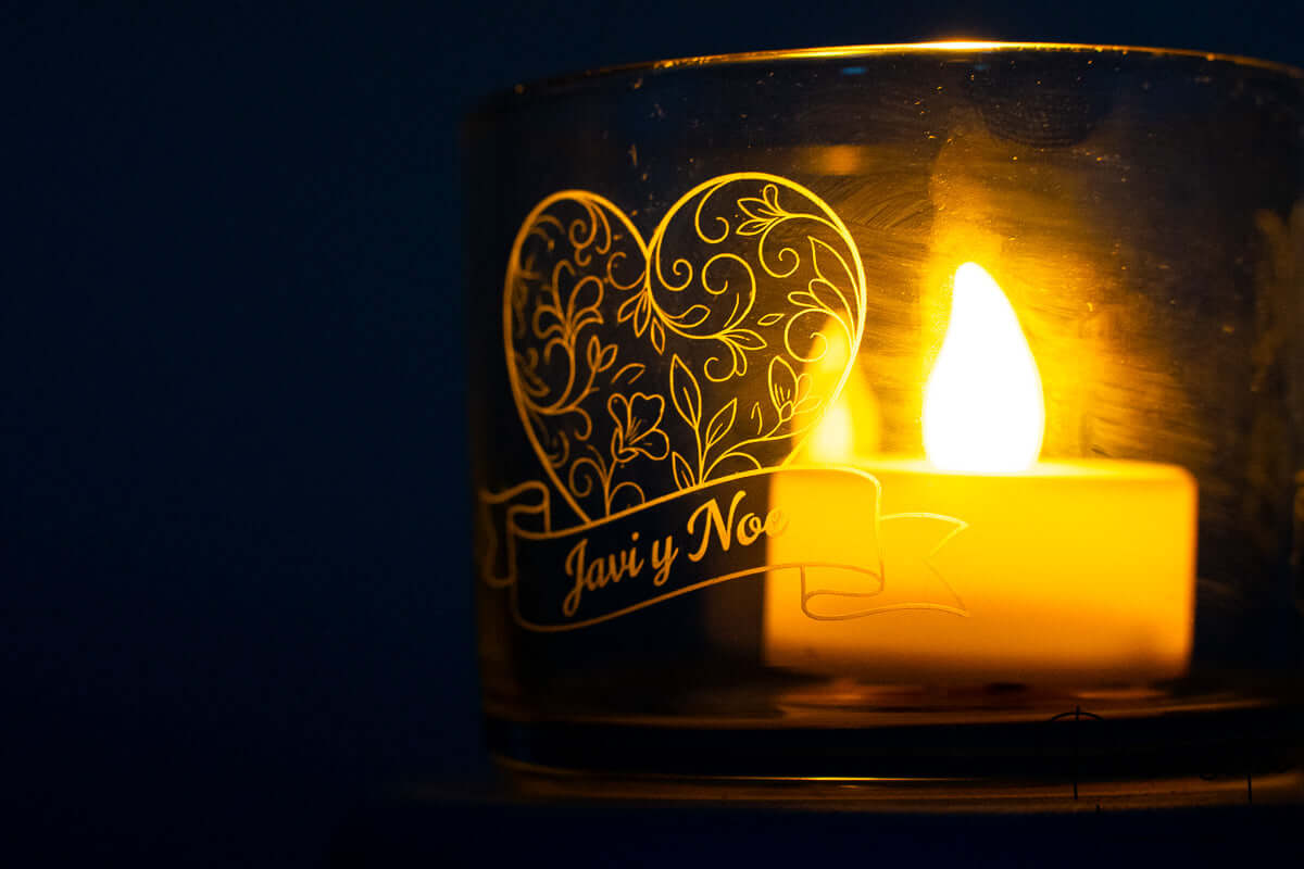 Portavelas de Cristal Personalizado Mediano