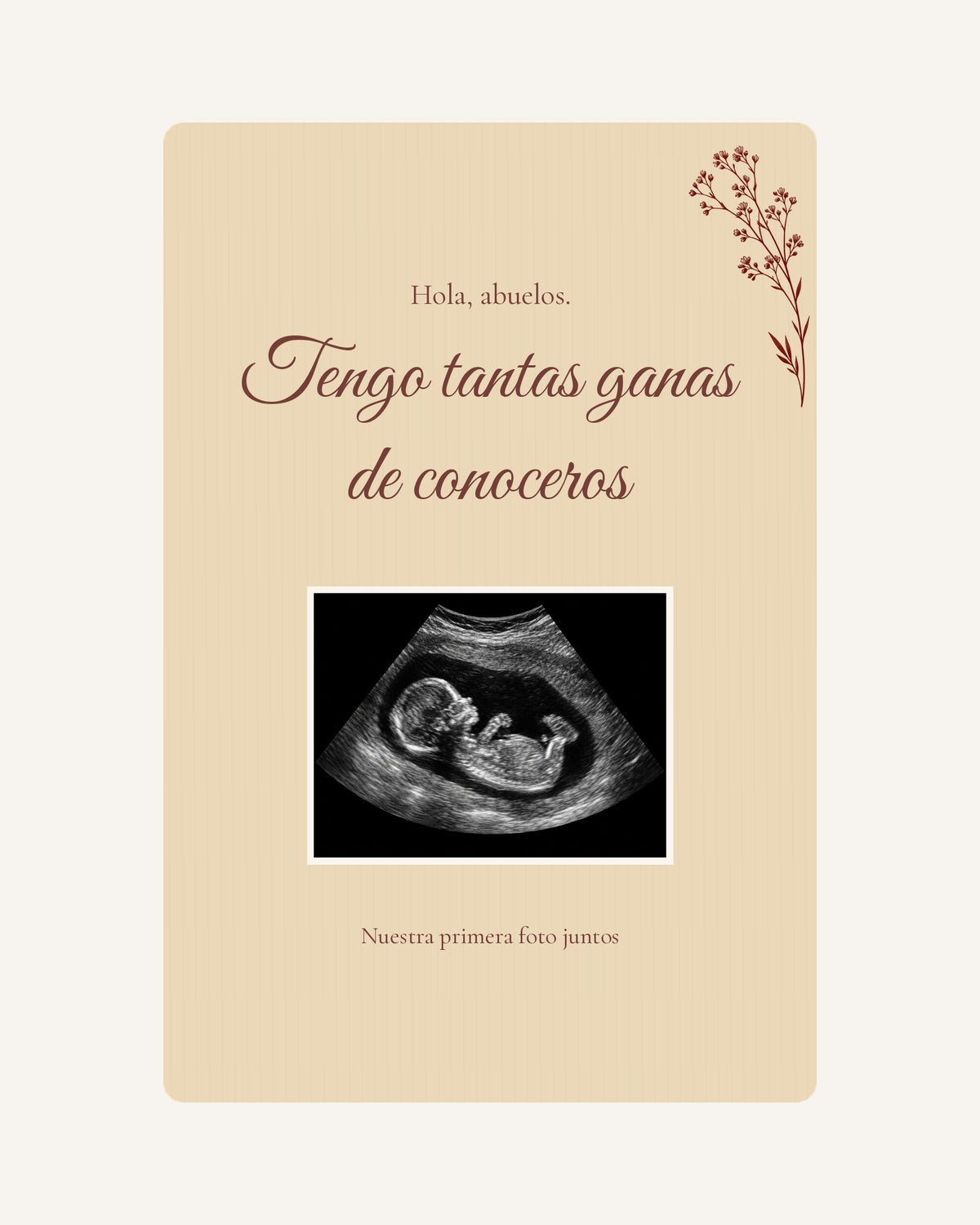 Preview of the First photo wooden pregnancy announcement plaque for grandparents, with an illustrative ultrasound image.