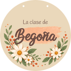 Sample circle sign: front with the name Begoña.